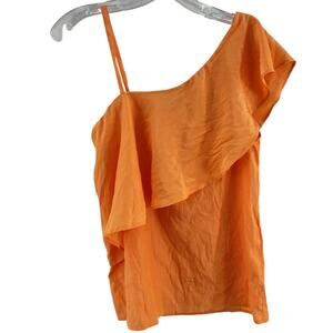 TCEC Tangerine Ruffled One Shoulder Rayon Blouse Women’s Size Small NWT